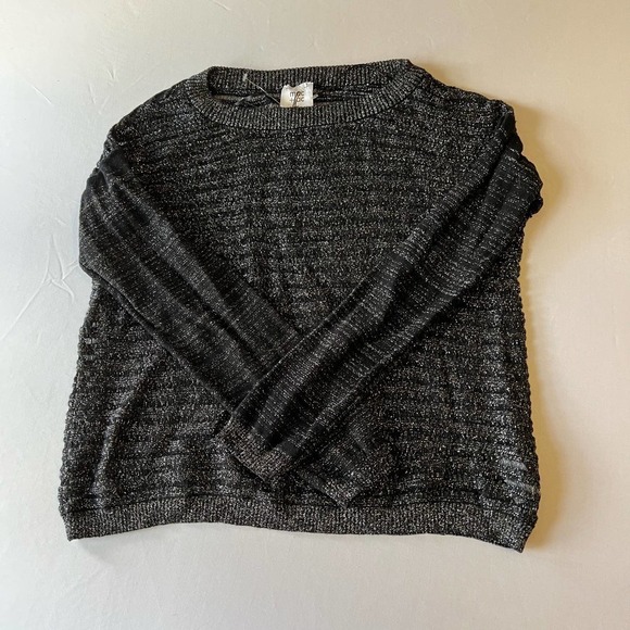 mac + jac Black silver metallic stripped sweater L - Picture 1 of 10